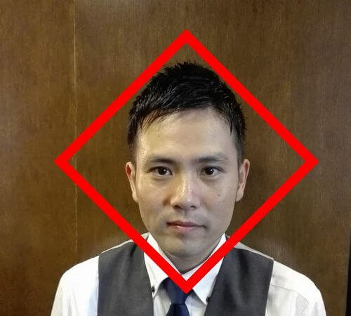 ひし形をイメージしながら髪を整えていくイメージ